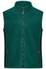 A men's workwear fleece vest in teal with a zip front, featuring side pockets and black accents.