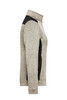 A ladies' polar fleece jacket in a light grey with black accents, featuring a high collar and zippered pockets.