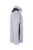 A grey and black men's knitted workwear fleece jacket featuring a zip and functional pockets.