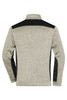 A grey knitted fleece half-zip workwear jacket with black accents and a logo on the back.