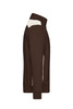 A brown men's workwear sweat jacket featuring contrasting white accents on the shoulders and a ribbed cuff design.