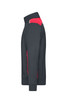 A men's workwear sweat jacket featuring a solid navy body with red accents, and a zippered front. It has a logo.