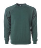 A unisex crew sweatshirt in dark green with raglan sleeves. It features a logo on the front.