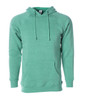 A unisex special blend pullover hoodie in a vibrant green colour, featuring a drawstring hood and a logo.