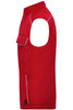A red padded softshell vest featuring a zip pocket and a logo on the chest. The vest has a sleeveless design.