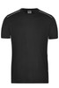 A black workwear T-shirt featuring short sleeves and a subtle logo on the side.