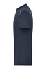 A navy men's workwear T-shirt with a smooth design and short sleeves, featuring a logo on the side.