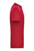A red men's workwear T-shirt featuring short sleeves and white piping along the shoulders. It has a logo on the chest.