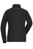 A black ladies' workwear sweat jacket featuring a high collar and a reflective strip at the back.