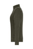 A ladies' workwear sweat-jacket in olive green, featuring a sleek design and a pocket. Includes branding.