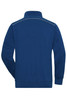 A navy half-zip work jumper featuring a collar and a reflective detail at the back. It has a logo on the chest.