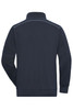 A navy half-zip sweat jumper with a high collar and a logo. Features a simple, classic design with long sleeves.