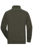A green half-zip sweat jumper featuring a high collar and back seam detailing. It includes a logo on the fabric.