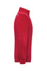 A red half-zip sweat jumper with a smooth finish, featuring a logo on the side.