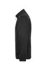 A black men's knit workwear fleece jacket with a zip collar and side seam detailing. Features a logo.