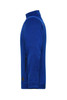 A blue men's knit workwear fleece jacket featuring a side zip pocket and a logo on the front.