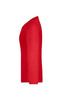 A red long-sleeve ladies shirt with a fitted design, featuring a side view. It has a logo on it.