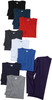 A collection of men's long-sleeve t-shirts in various colours, including black, navy, red, grey, white, blue, and purple.