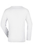 A long-sleeve white T-shirt with a plain back. Features include a standard fit and a simple design.