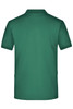A men's polo shirt in a solid green colour, featuring a collar and a logo on the back.
