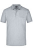 A light grey men's polo shirt with a collar and a pocket on the left chest, featuring a logo.