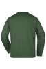 A green men's round neck sweat pocket jumper, featuring long sleeves and a plain design, with a logo on the back.