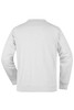 A light grey men's round sweat pocket jumper featuring a plain back design and a logo.