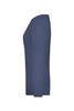 A navy ladies stretch long sleeve shirt with a fitted design and a simple round neckline.