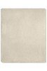A neutral-coloured bonded fleece blanket with a smooth texture and a subtle stitched edge.