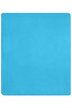 A blue bonded fleece blanket featuring a smooth texture and a simple design with a neat border.