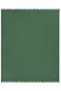 A green fleece blanket featuring a scalloped edge and a simple design, ideal for home use.