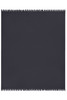 A dark grey fleece blanket with a textured edge, featuring a simple and sleek design. It has a logo in one corner.
