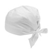 A white bandana with a tied design, featuring a soft fabric. It has no visible logos or branding.