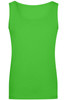 A bright green ladies' elastic top with a scoop neckline and a fitted style. Features a logo.