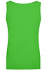 A sleeveless green top with an elastic design, featuring a simple back view. It includes a logo.