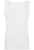 A plain white ladies' elastic top with a round neck design. The shirt features a smooth, fitted silhouette.