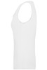 A white elastic top featuring a sleeveless design and a fitted silhouette, with a logo on the side.