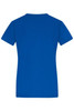 A blue ladies' T-shirt with a classic crew neckline and short sleeves. The back view highlights its simple design.