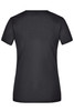 A black ladies t-shirt with a V-neck and short sleeves. The back view is displayed, with no visible logo.