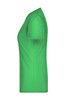 A green ladies' V-neck t-shirt displayed from the side, featuring a fitted design and short sleeves.
