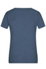 A blue heather t-shirt with a relaxed fit and short sleeves, featuring a simple design and a branding logo.