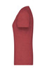 A red heather ladies t-shirt displayed from the side, featuring a fitted silhouette and short sleeves.