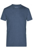 A men's heather T-shirt in navy blue with a crew neckline and short sleeves. It features a logo at the neckline.