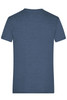 A men's heather T-shirt in a deep blue colour, featuring a simple design and a logo on the back.