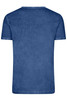 A men's T-shirt in a deep blue colour with a casual, textured appearance, featuring a logo on the back.