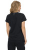 A black top featuring a simple design and a logo on the back, suitable for casual or professional wear.