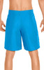 Men's cargo board shorts in bright blue, featuring side pockets and an elastic waistband. The shorts have a logo on them.