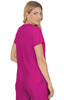 A pink medical top with short sleeves, featuring a relaxed fit and a split hem at the back.