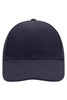 A navy 6-panel cap featuring a structured design and a closed back. It has a logo on the front.
