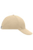 A low-profile beige 6-panel cap featuring a sleek design and a branding logo on the side.